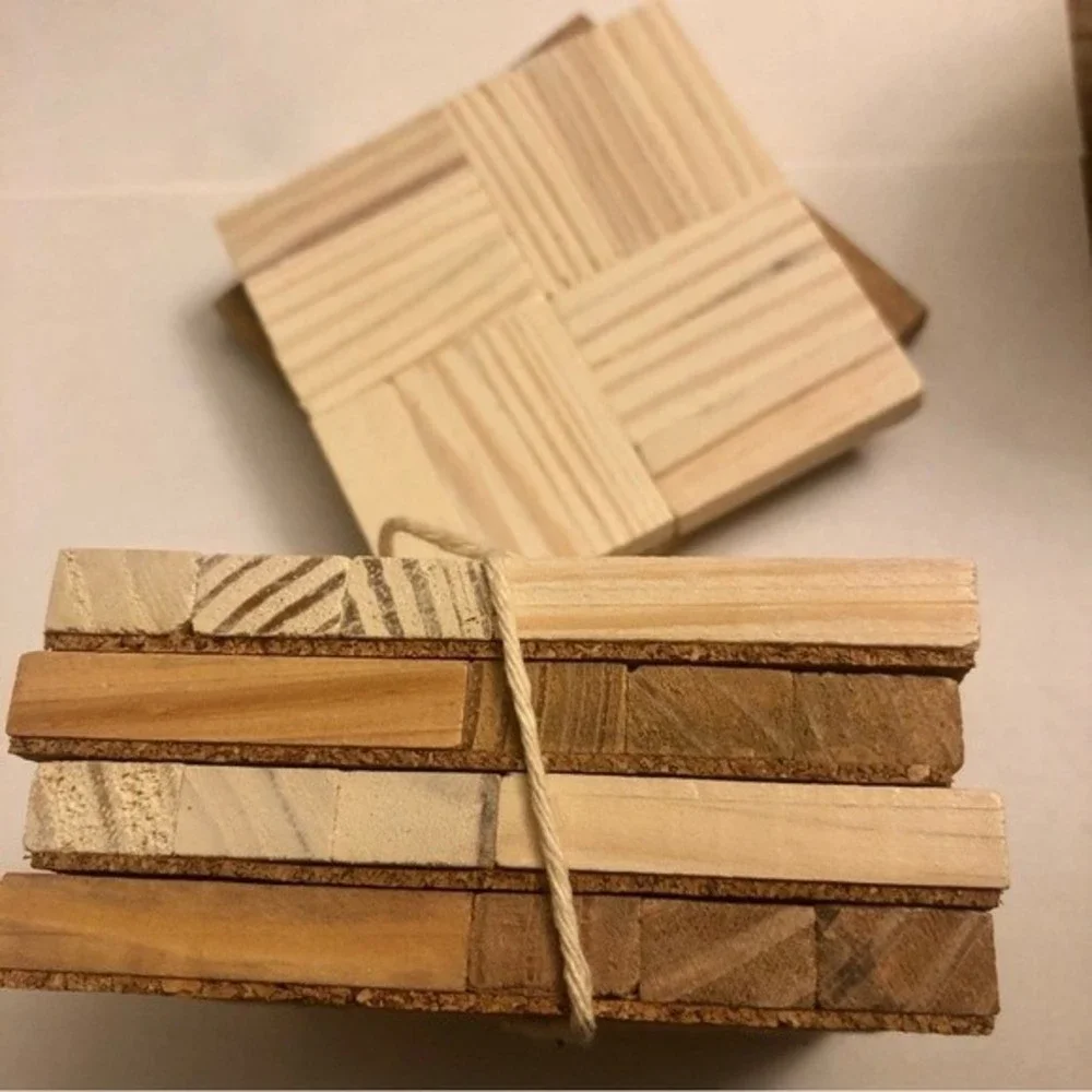 Handmade Rustic Square Coasters with Cork Backing - Picture 2 of 5